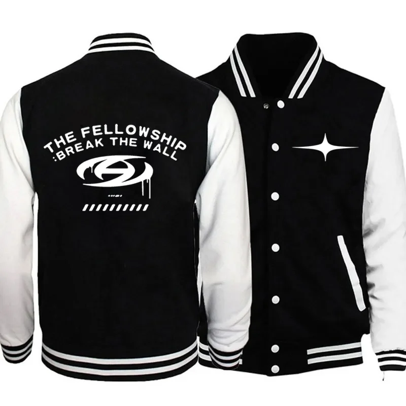 KPOP ATEEZ THE FELLOWSHIP : BREAK THE WALL Baseball Jacket Women Men Bomber Jacket Outerwear Streetwear Hip Hop Baseball Uniform