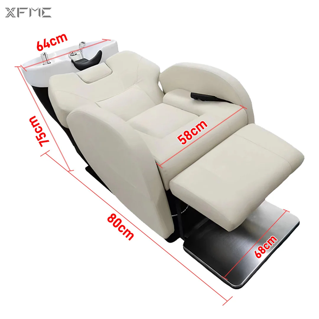 High End Electric Lifting Shampoo Bed Special Split Rotatable Hair Washing Shampoo Bowl and Chair for Barber Shop and Hair Salon