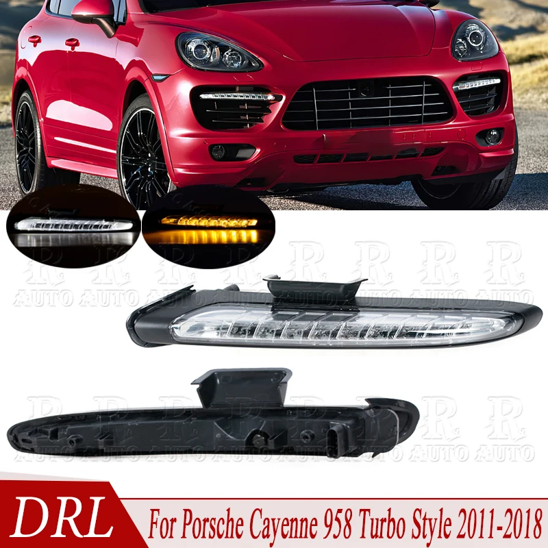 

DRL LED Daytime Running Light For Porsche Cayenne 958 Turbo Style 2011-2018 Fog Lamp Turn Signal Light 95863118110 95863118210