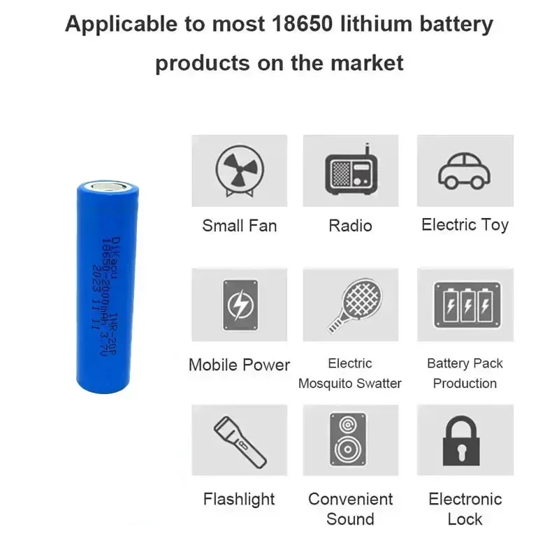 100% Brand New True Capacity 3.7V 2000mAh 18650 Rechargeable Lithium-ion Battery Suitable for Bright Flashlight Electronic Toys