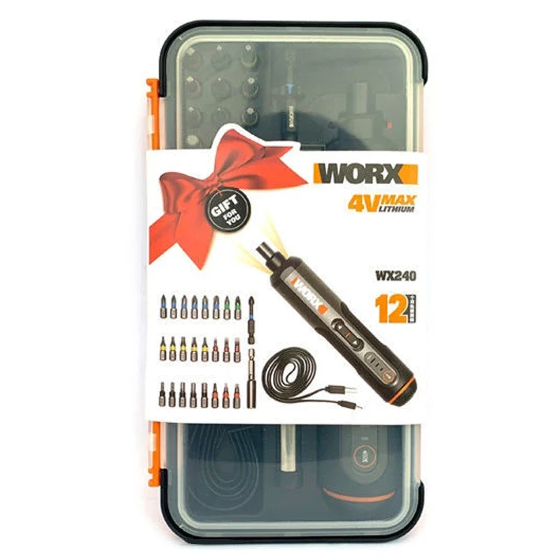 

Worx WX240 Cordless Electrical Screwdriver with 26 Drill Bits Built-in Lithium USB Charger for Electrician Repairman Carpentry