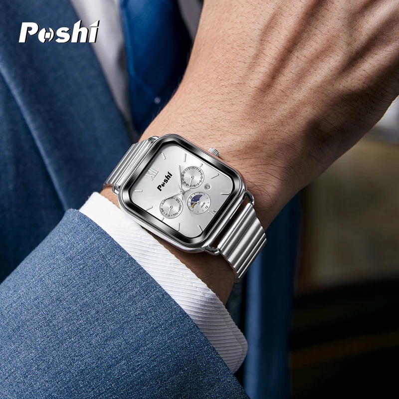 POSHI 977 Fashion Qaurtz Watch Luxury Men\'s Watches Business Dress With Date Life Waterproof Original Brand Classic Wristwatch