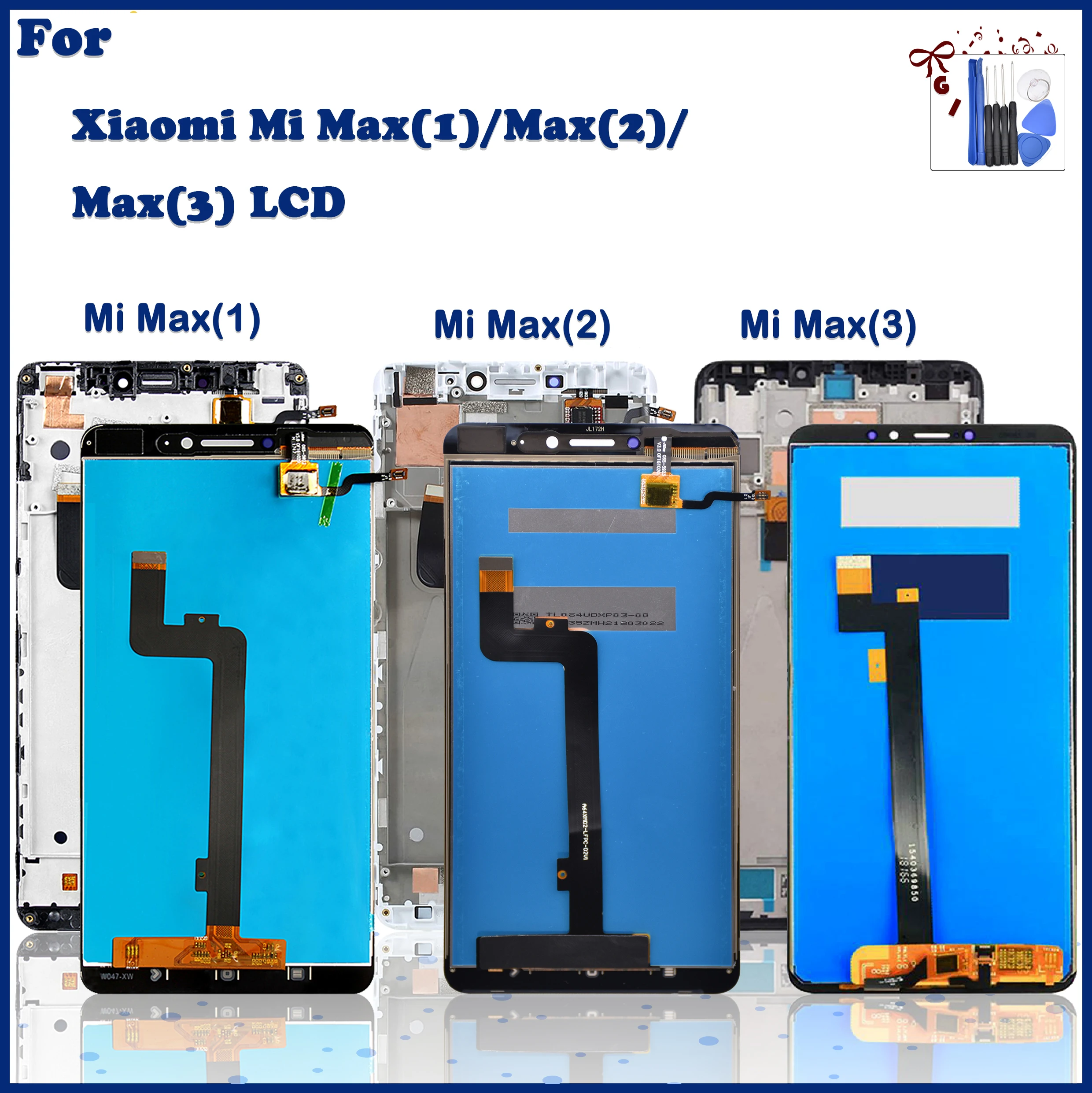 

Original LCD For XiaoMi Mi Max1 Max 2 Max 3 LCD Display Touch Screen Digitizer Assembly For XiaoMi Max1 Max2 Max3 LCD With Frame