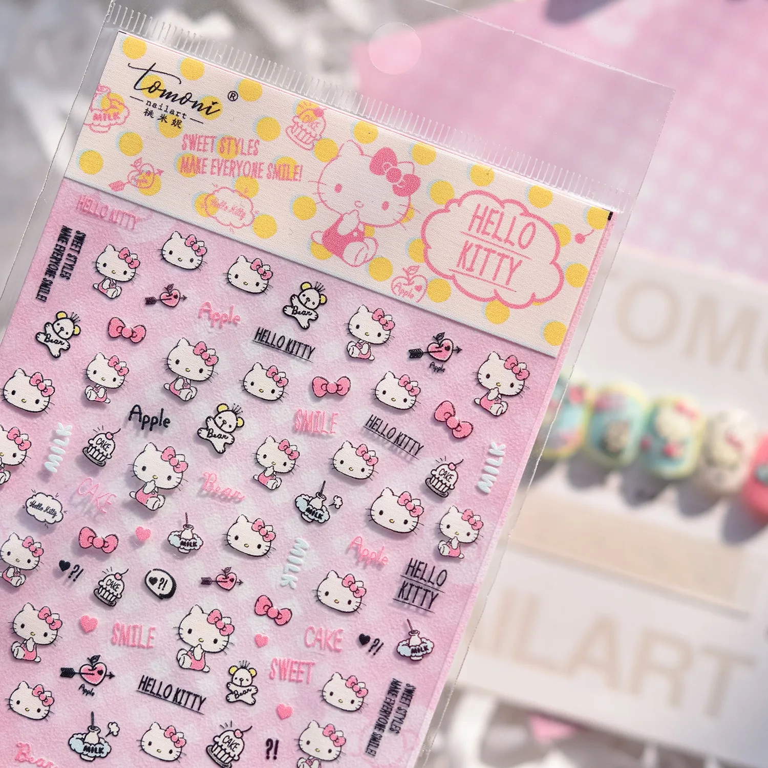 Sanrio Anime Nail Art Supplies Cute Hello Kitty Kuromi Cinnamoroll Pom Pom Purin 5D Nail Stickers Nail Art Decoration