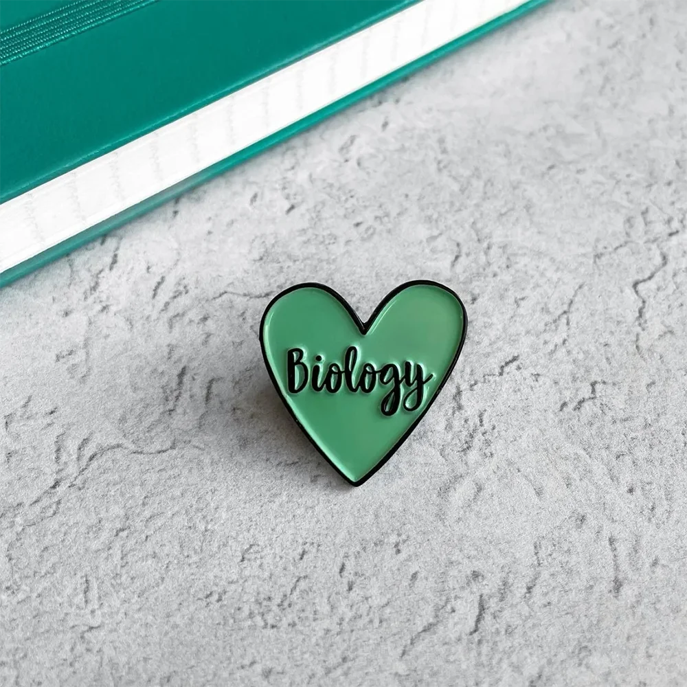 Hanreshe Biology Chemistry Enamel Heart Shape Pins Brooch Cute Medical Lapel Backpack Badge Jewelry for Biochemistry Students