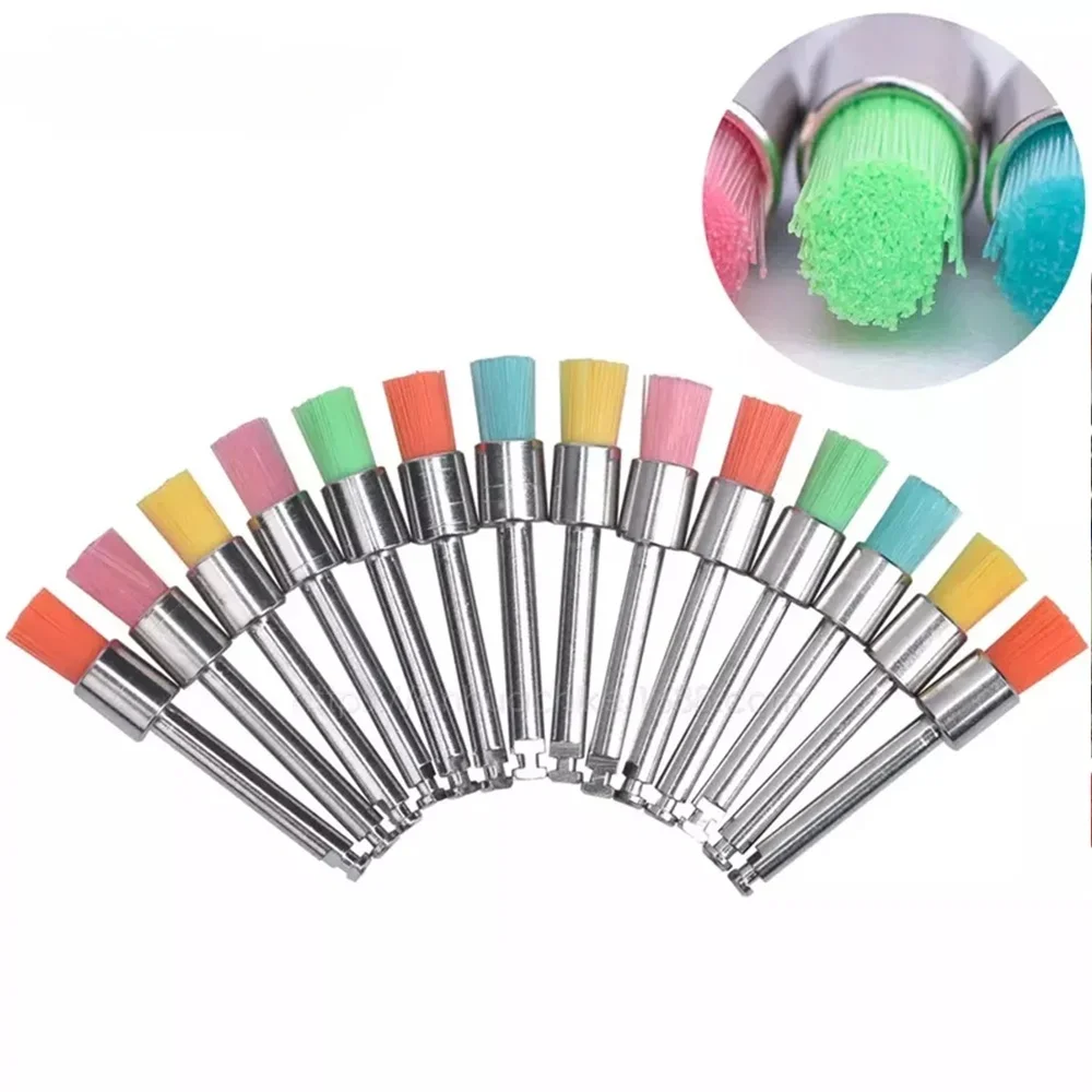 100Pcs Dental Polishing Brush Nylon Bristle Brush Polisher Bowl Shape Dental Prophy Brushes Stain Removal Dentist Tools