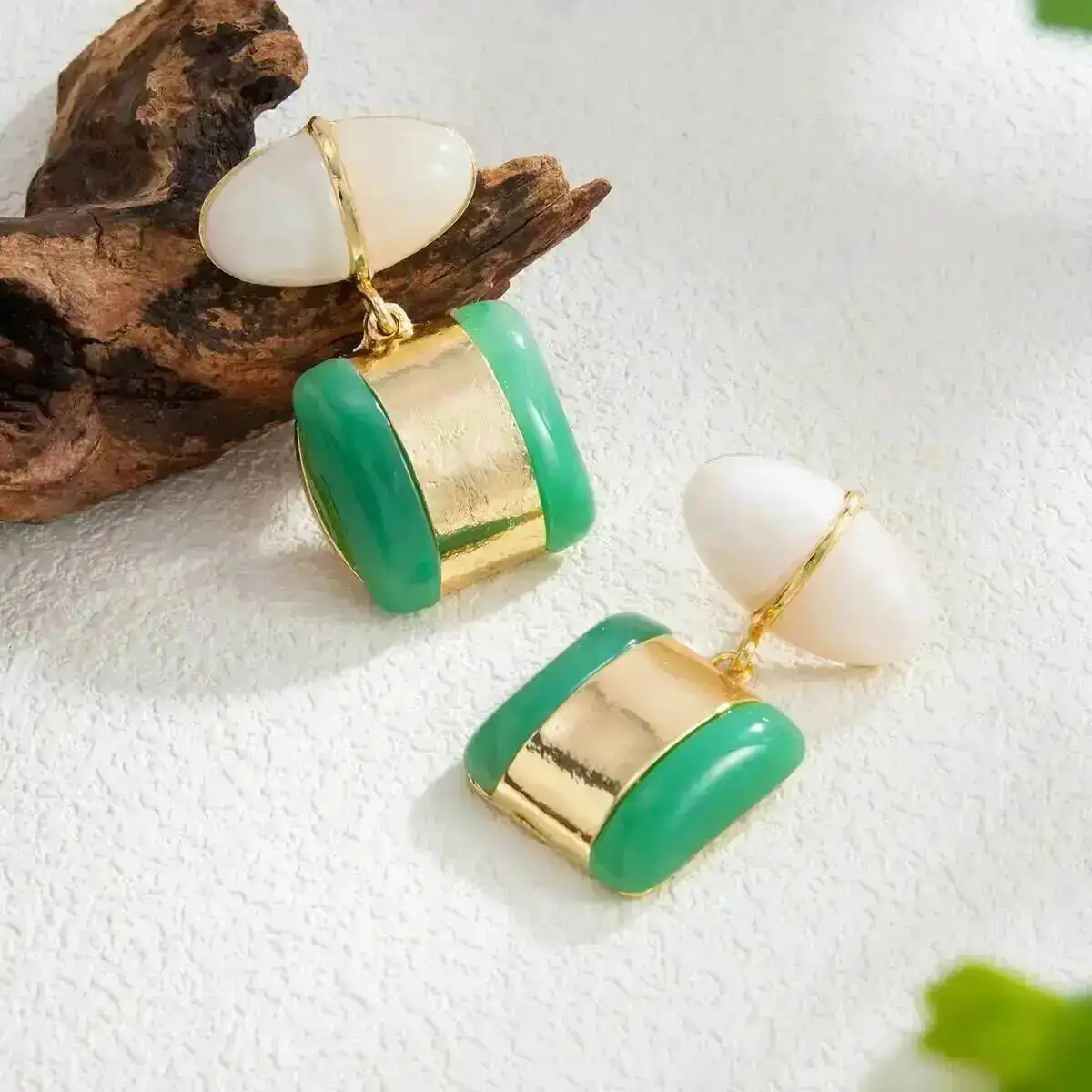 

KunJoe Trendy Geometric Square Drop Earring Color-block Women Minimalist Resin Stud Earring Party Charm Jewelry Gift Accessories