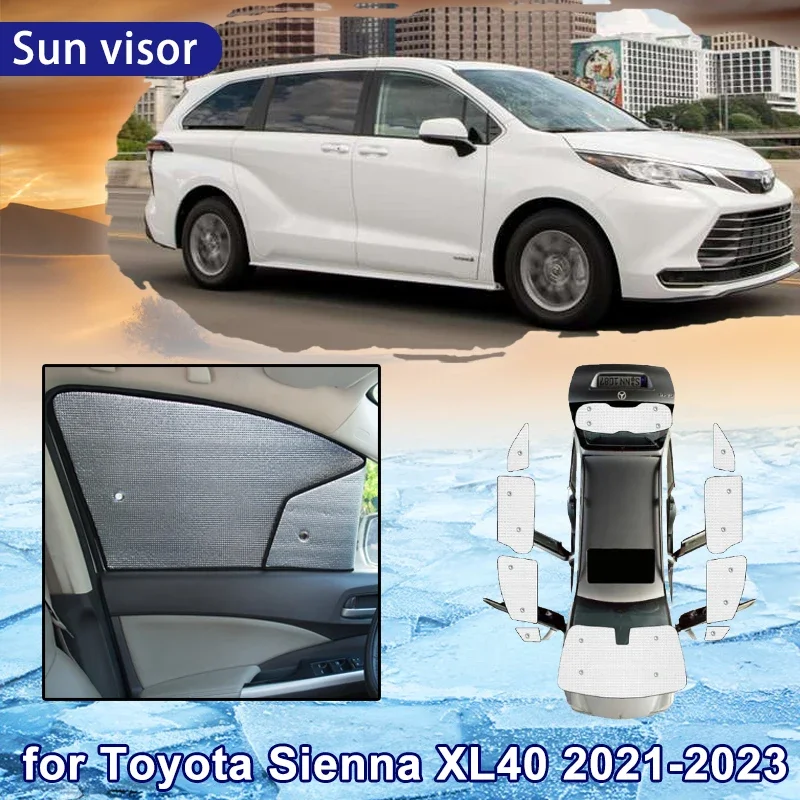 

Автомобильные солнцезащитные козырьки с полным покрытием для Toyota Sienna XL40 LE 2023 2022 2021, солнцезащитный козырек на окно, козырек на лобовое стекло, автоаксессуары