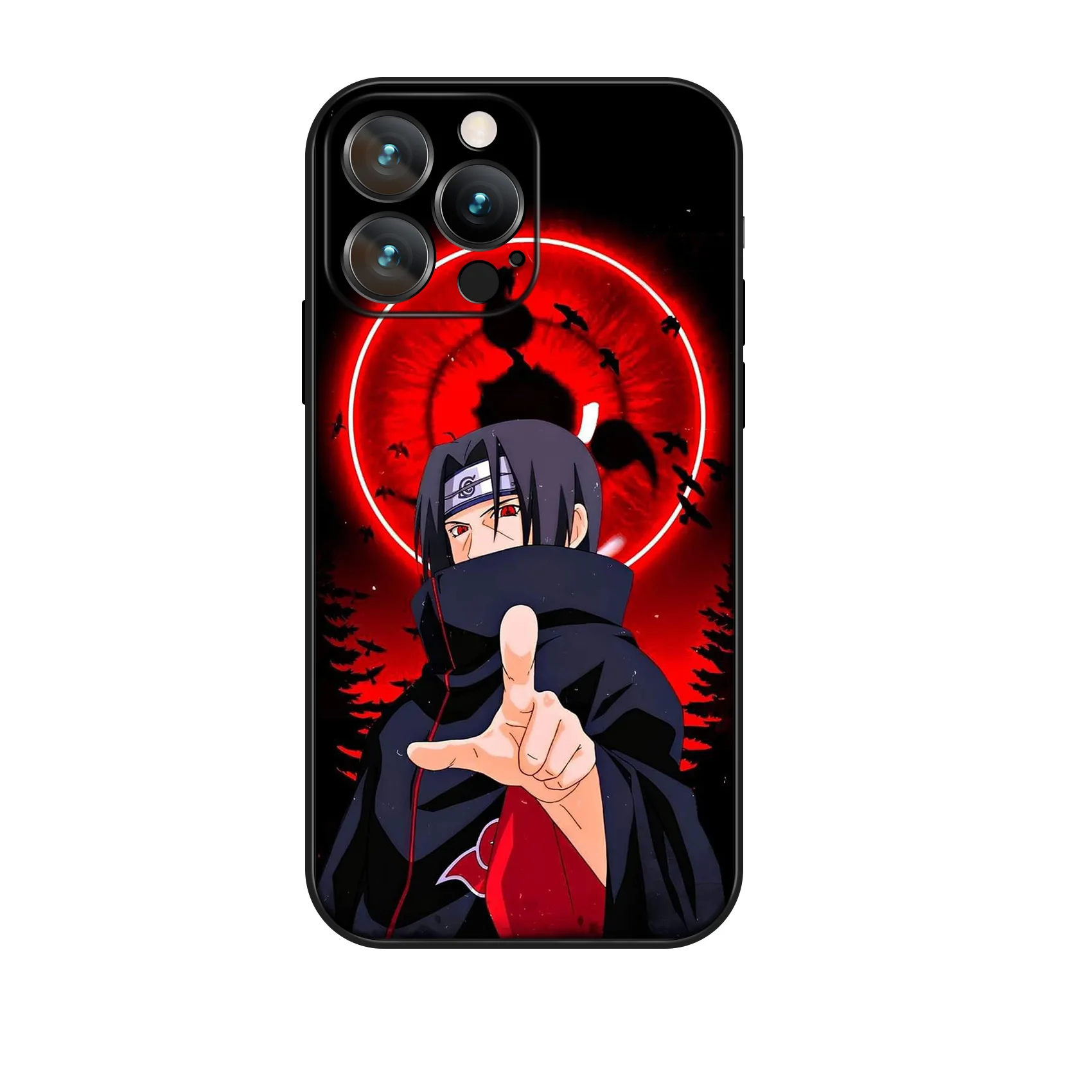 MINISO Anime Uchiha Itachi Case for iPhone 16 Pro Max Mangekyo Sharingan Phone Cover for iPhone 16 15 14 13 12 11 Pro Max Plus