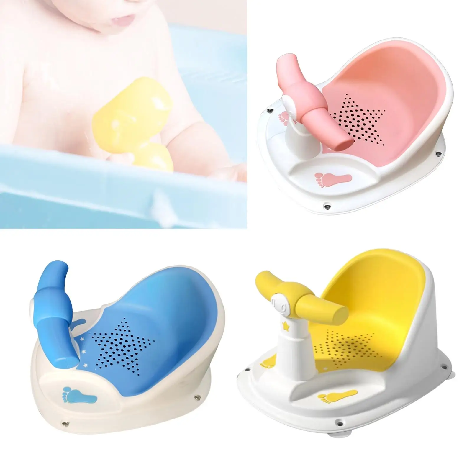 Shower Chair, Bath Seat, Bath Seat Support, , Bathroom with Drain Hole for Baby Bath Accessories