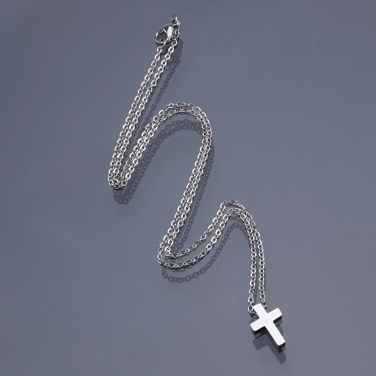 

Silver Catholic Titanium Steel Pendant Necklace Small Size Crucifix Cross for Men Women Couple Jewelry Gift Award