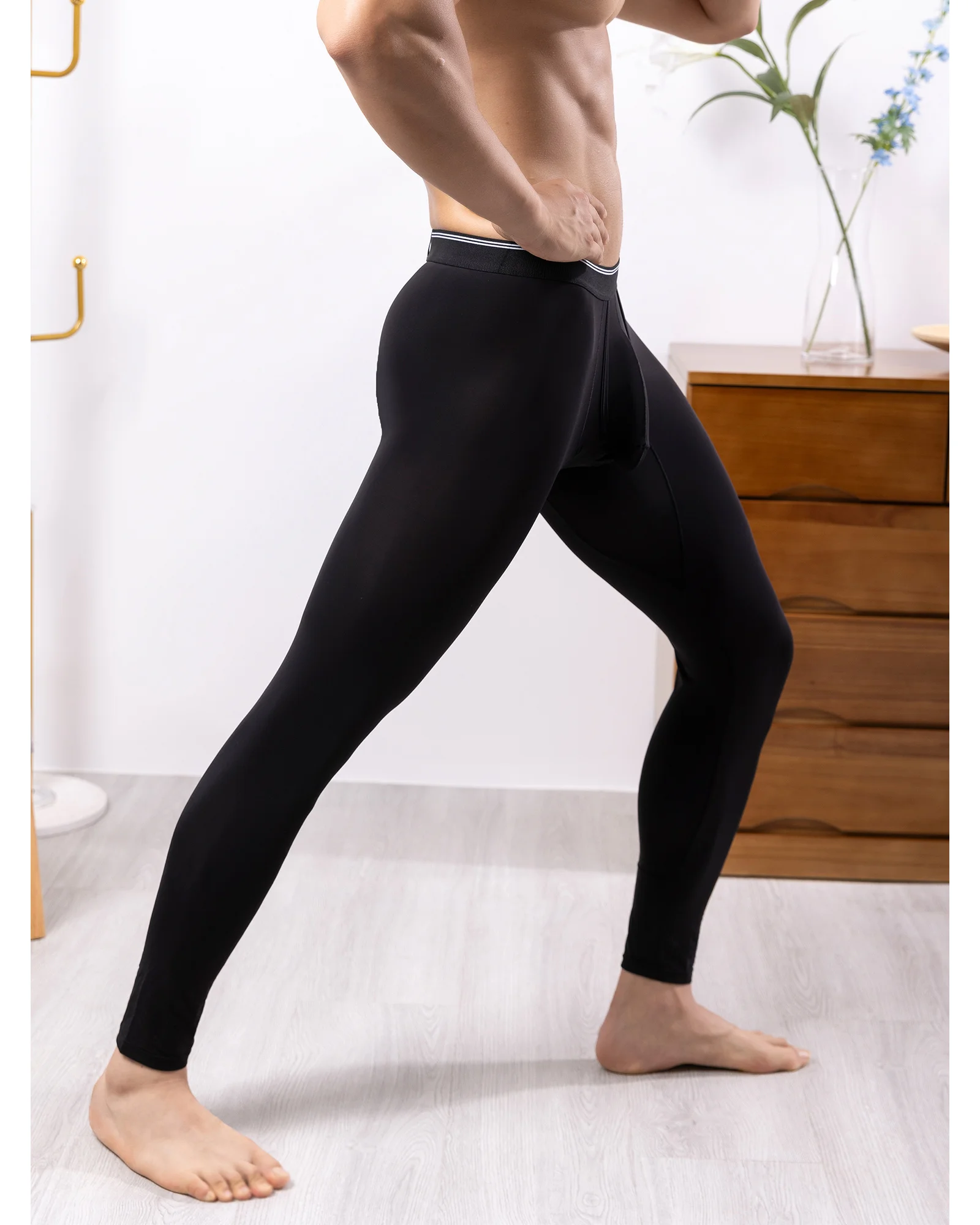 Pantalones deportivos de Yoga que absorben la humedad para hombre, mallas con bolsa para bulto, pantalones ajustados elásticos para gimnasio, Fitness, Yoga, ciclismo, culturismo