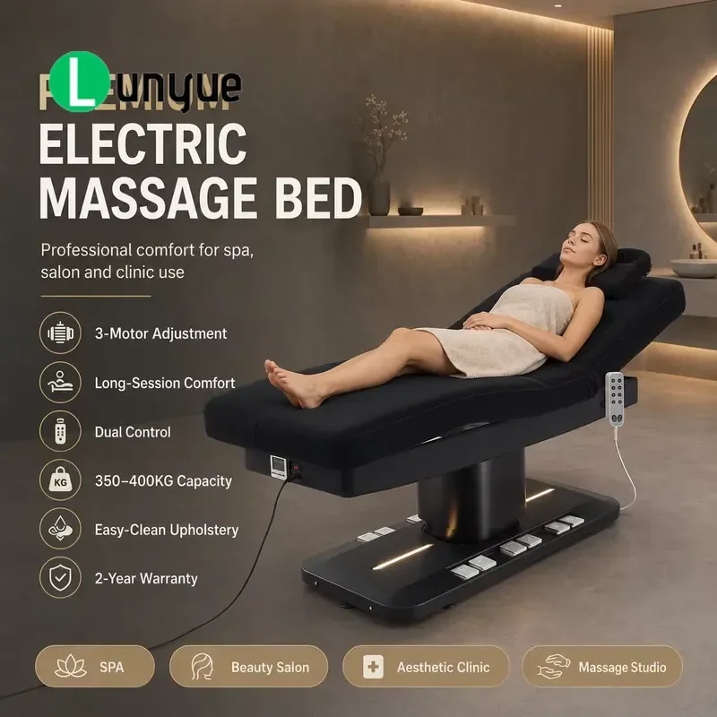 Luxury Electric Facial Bed 3 Motor Foot Control Beauty Treatment Bed for Spa Equipment