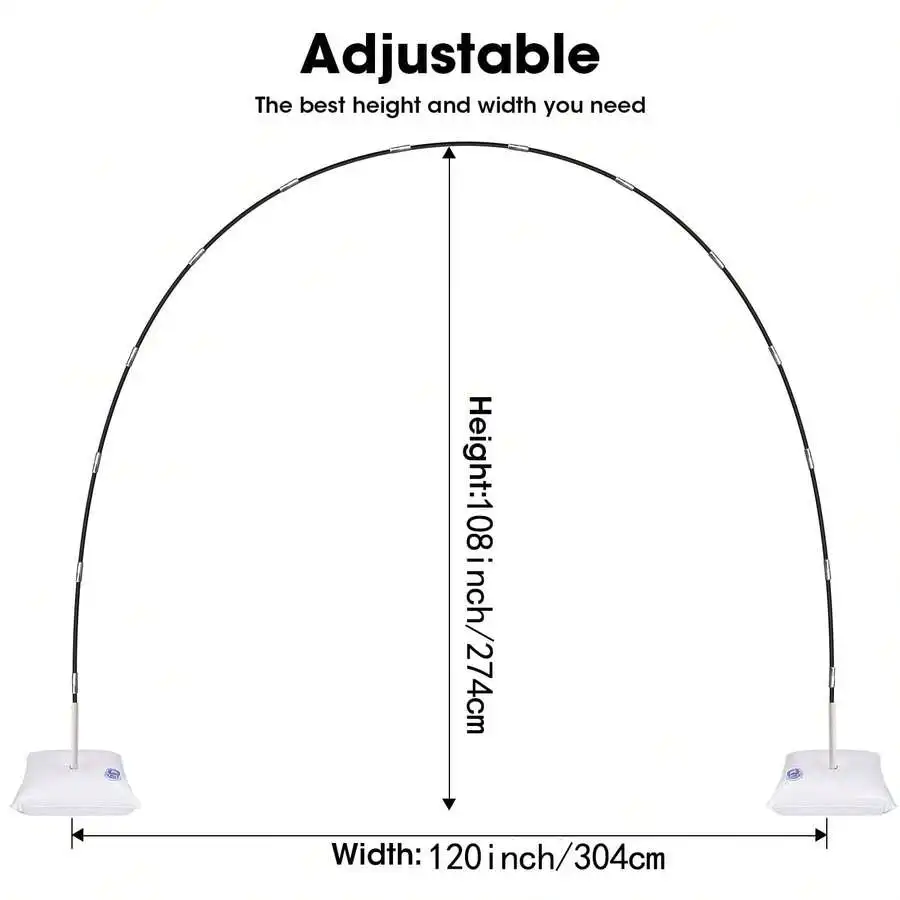 9ft High X 10ft Wide Adjustable Balloon Arch Kit: Balloon Arch Frame With Base - Suitable For Weddings, Birthday Parties, Christ