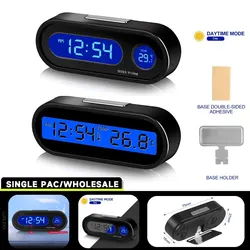 Car Clock Time Watch Mini Electronic Auto Clocks Luminous Interior Thermometer LCD Backlight Digital Display Car Accessories