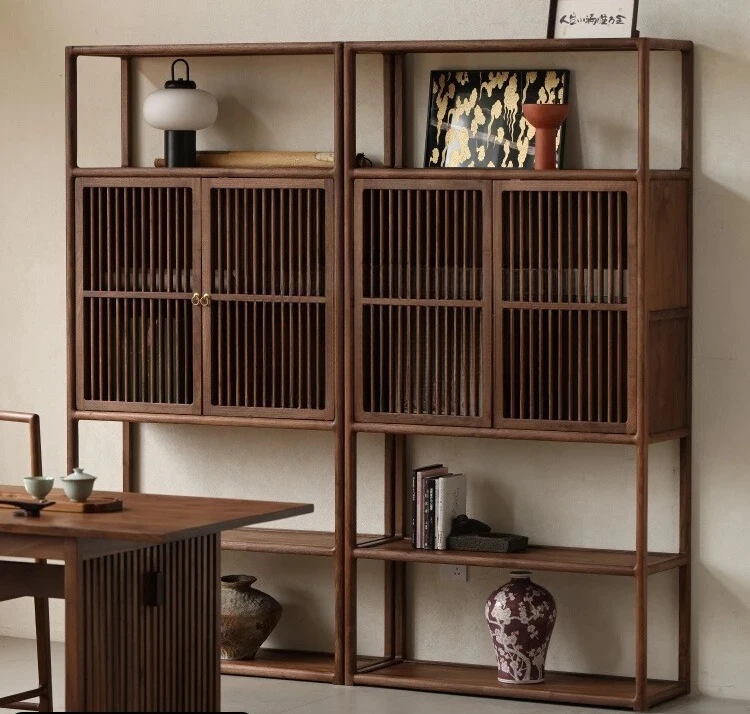 A *North American black walnut bogu frame new Chinese solid wood multi-layer display cabinet