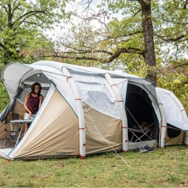 Inflatable tent Outdoor camping Awning Family camping Double layer rain and sun protection Tunnel tent 8-12 people