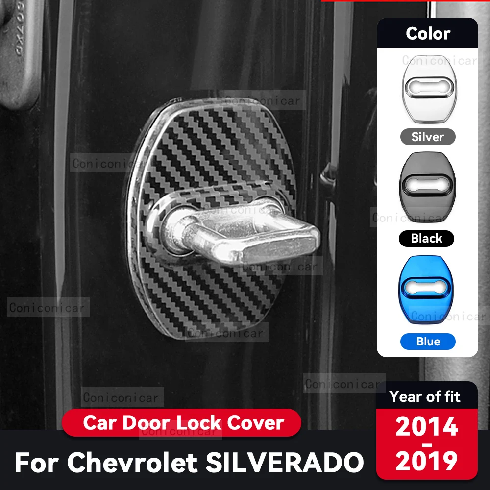 For CHEVROLET SILVERADO 2014-2019 Car Door Lock Protection Cover Anti rust Stainless Steel Auto Interior Decoration Accessories