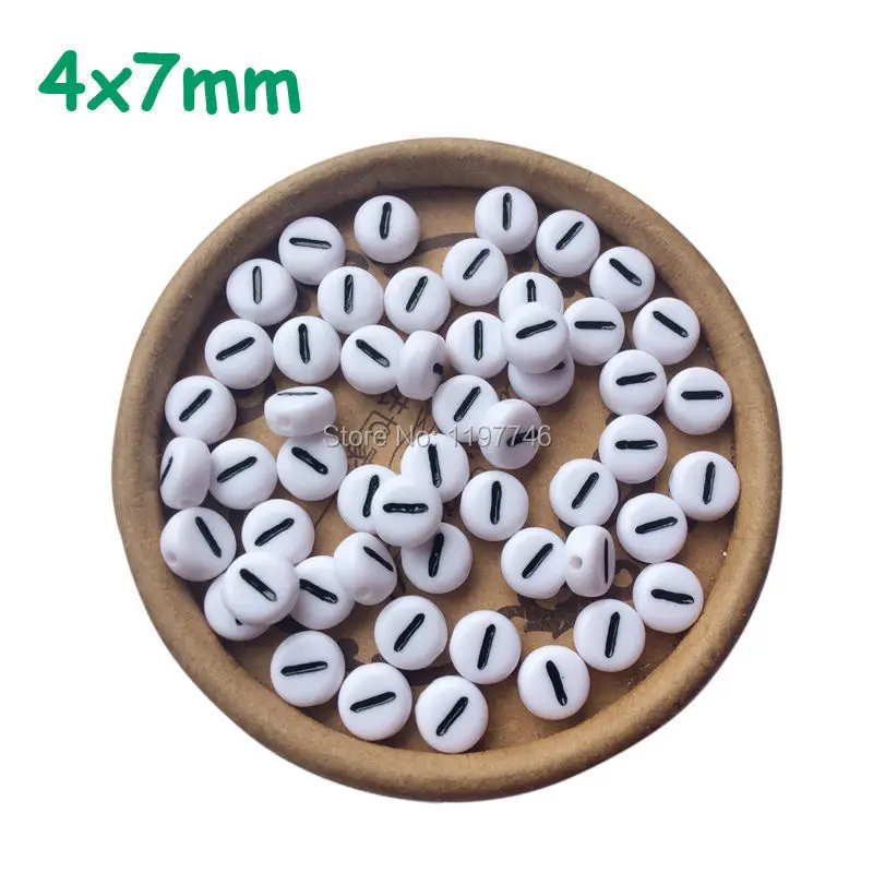 Number Six Beads 200pcs 4*7mm Acrylic Number Beads with Hole 0-9 White Mini Flat Round Bead for Jewelry Making Small Tiny Spacer