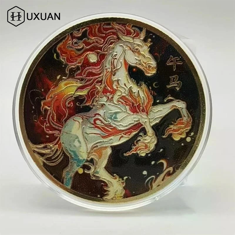 Year Of The Horse Chinese Coins Lucky Animal Horse Commemorative Coins Metal Collection 2026 New Year Souvenir Gift