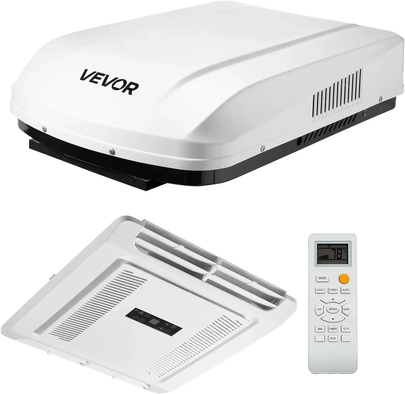 15000 BTU Rooftop RV Air Conditioner Heat Pump Cooling Unit, Variable Speed Quiet Design With Remote & Button Control, White