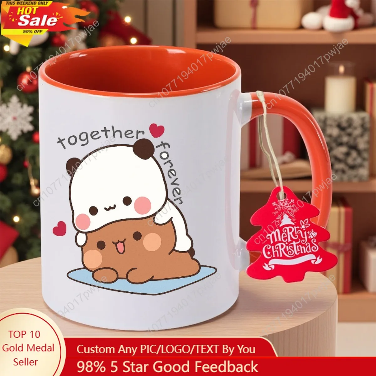 

Bubu Dudu Love Bear Couple Ceramic Mug - 11oz (350ml) Cute Bear-Shaped Coffee Cup with Non-Slip Base, Hand Wash Only, Adorable G