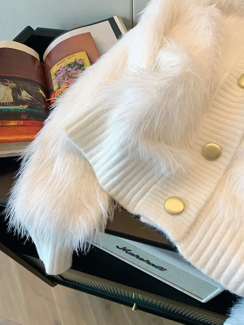 White Turtleneck Temperament Sweater Cardigan Female Autumn Winter New Fashionable Soft Buttons Solid Color Coats Femme Top Tee