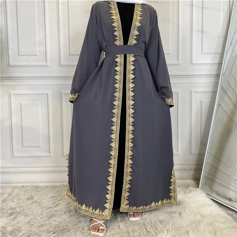 Mode Stickerei Öffnen Abaya Dubai Türkei Kaftan Muslimischen Strickjacke Abaya Kleider für Frauen Casual Robe Femme Kaftan Islam Kleidung