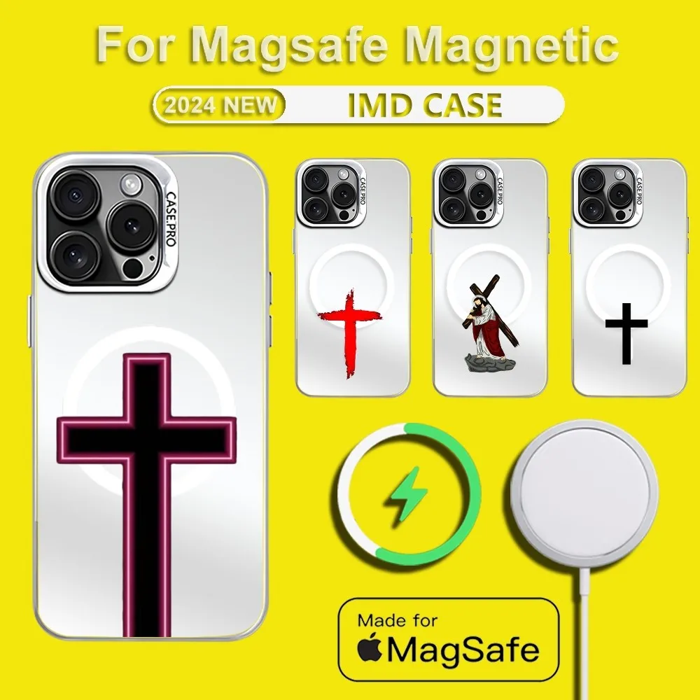 

B-Bible J-Jesus Christian Cross Phone Case For iPhone 15,14,13,12,11,Plus,Pro,Max Mini Magsafe Magnetic Wireless Charging