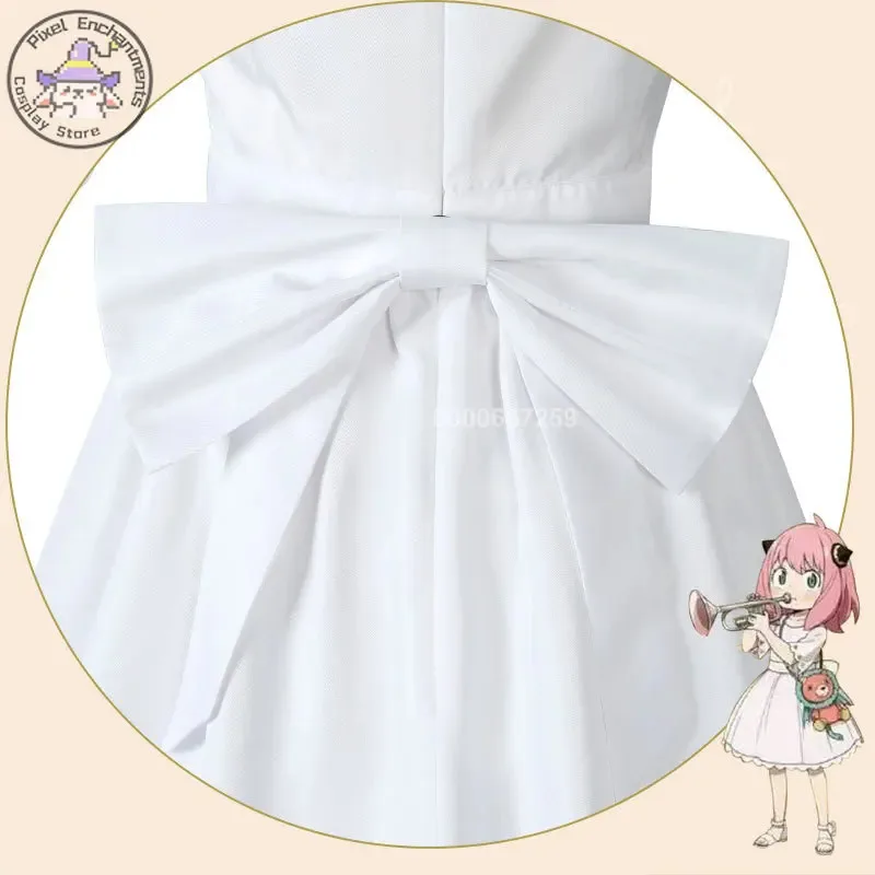 Spy X Family – Costume de Cosplay Anya Forger pour adultes et enfants, ensemble de jeu de rôle de fête d'halloween, robe blanche, perruque de coiffure, usage quotidien