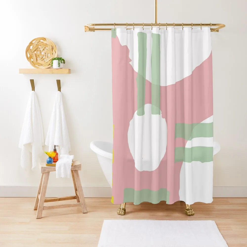 

Mid-Century Modern in Minty Green and Mauve-Pink Pattern Shower Curtain Bathroom Shower Cover Curtain