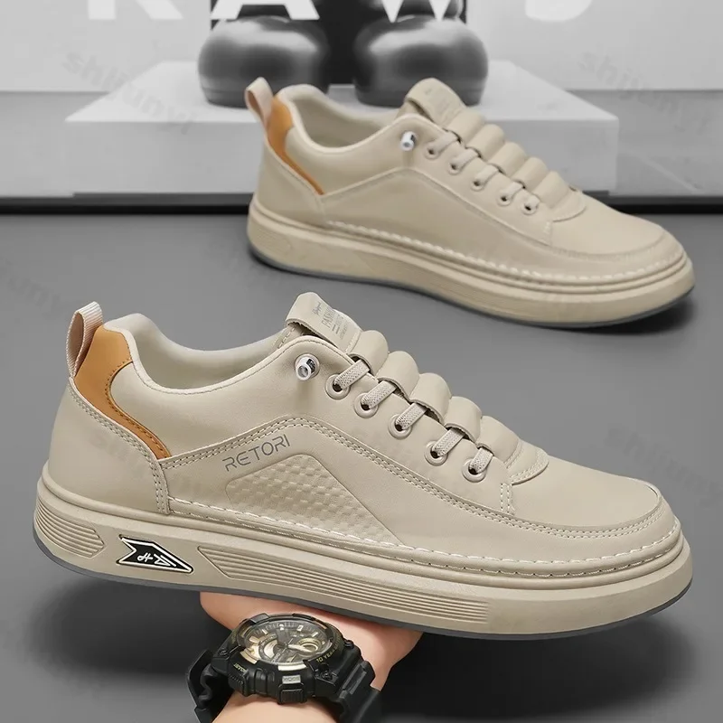 

Кроссовки Мужские повседневные туфли из искусственной кожи Мужская дизайнерская модная прогулочная теннисная обувь Нескользящая уличная обувь на плоской подошве Zapatillas De Deporte