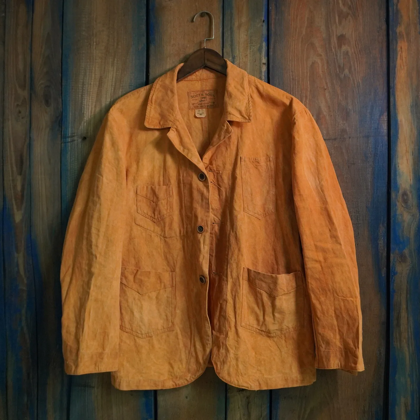 Pure Cotton Handmade Plant Dyed Mud Dyed Railway Tooling Jacket Natural Grass and Wood Dyed Red Mud Coat