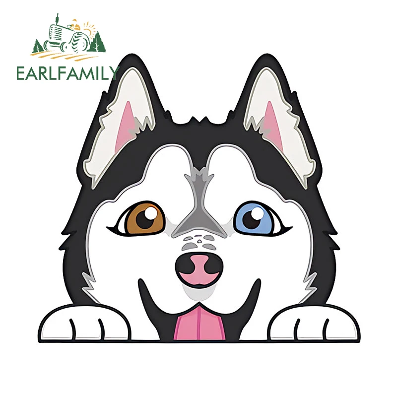 EARLFAMILY 13cm x 11.7cm for Siberian Husky Dog Furry Peek Car Sticker Waterproof Windshield Decal Vinyl Auto Caravan Graphics