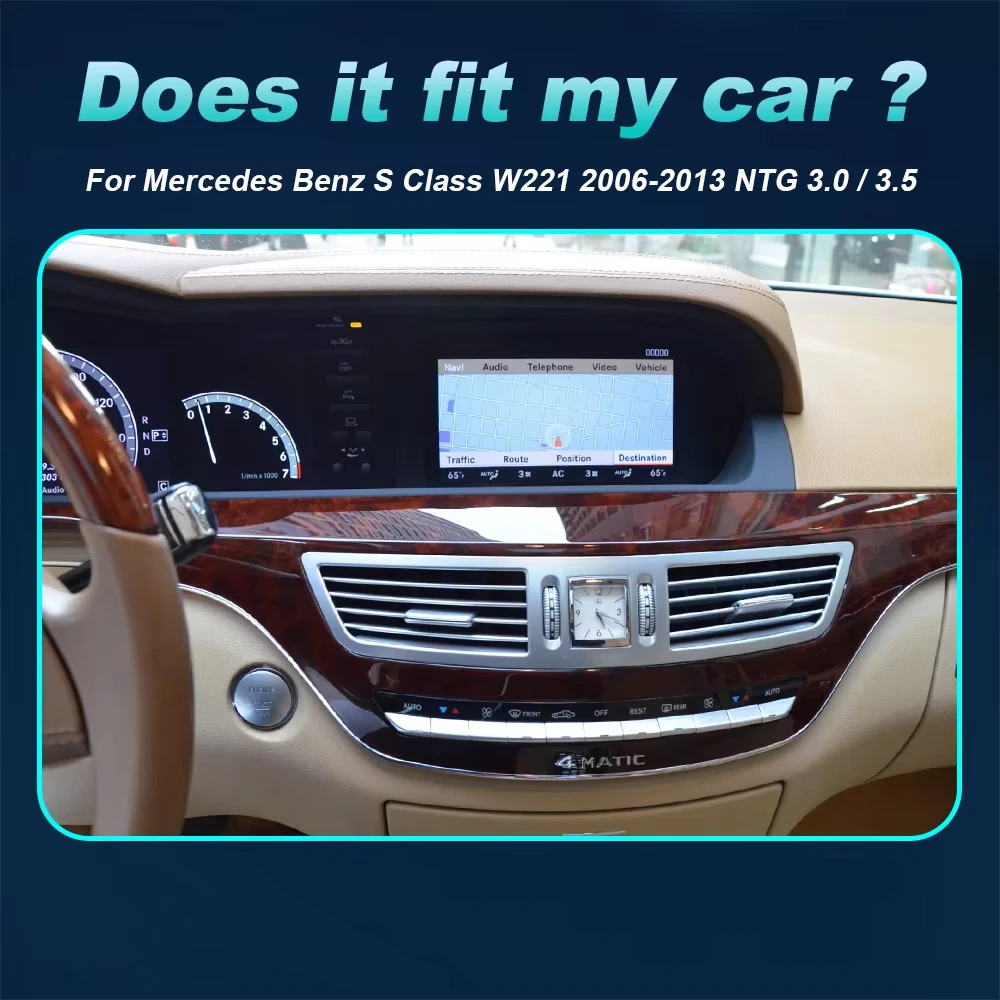 أندرويد 14 سيارة لاسلكية CarPlay لمرسيدس بنز S Class W221 2006-2013 سيارة الوسائط المتعددة الملاحة IPS شاشة تعمل باللمس GPS DSP