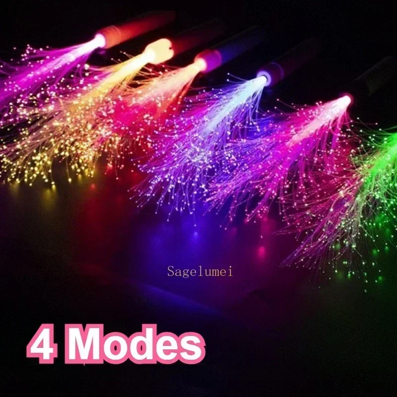 LED Fiber Optic Wands Glow Sticks Flashing Concerts Rave Colorful Flashing Concert with Strap LED Light Up Show Atmosphere Props