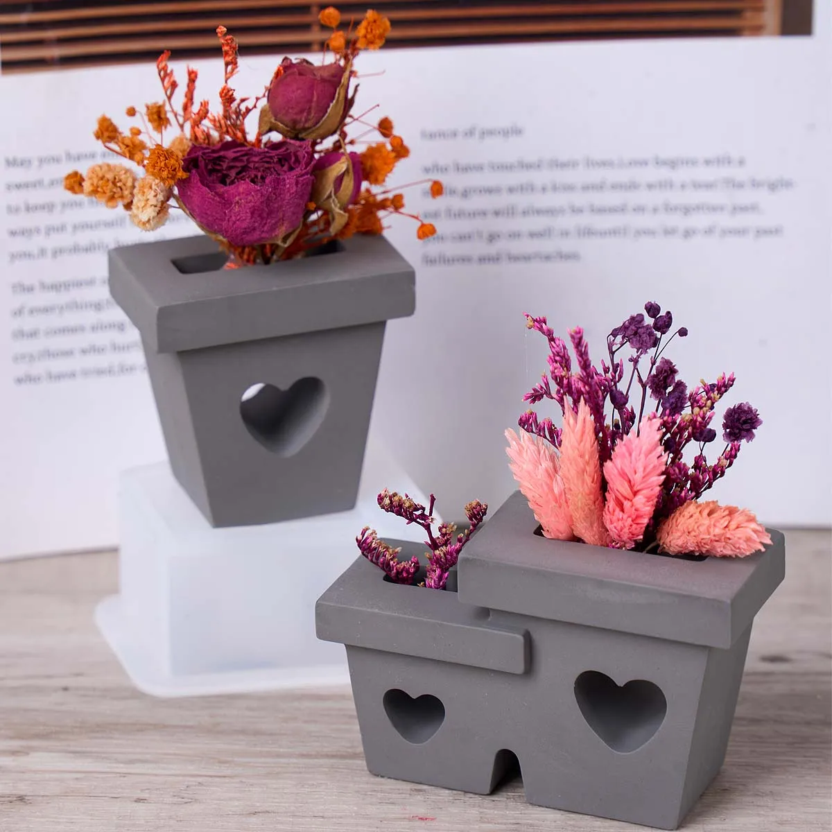 Liebe Hohl Plug-in Vase Silikon Form DIY Handgemachte Blume Anordnung Gerät Gips Harz Handwerk Form Home Decor Liefert