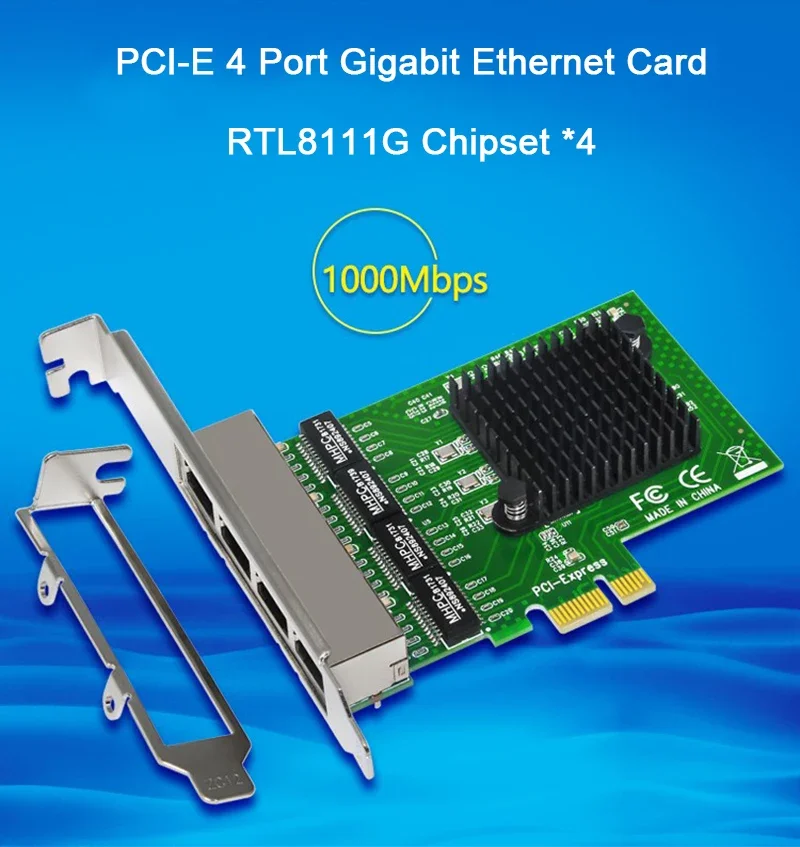 

H1111Z Network Cards LAN Card Ethernet Network Adapter Ethernet Lan Adapter Network Card 4 Port RJ-45 PCI Express Free Internet