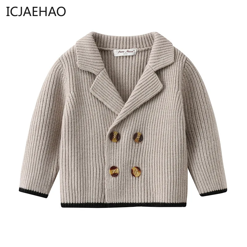 2024 Korean Baby Cardigans Boys Winter Knit Sweaters Coat Kids Double Breasted Sweater Jacket Children Vintage Knitted Cardigans