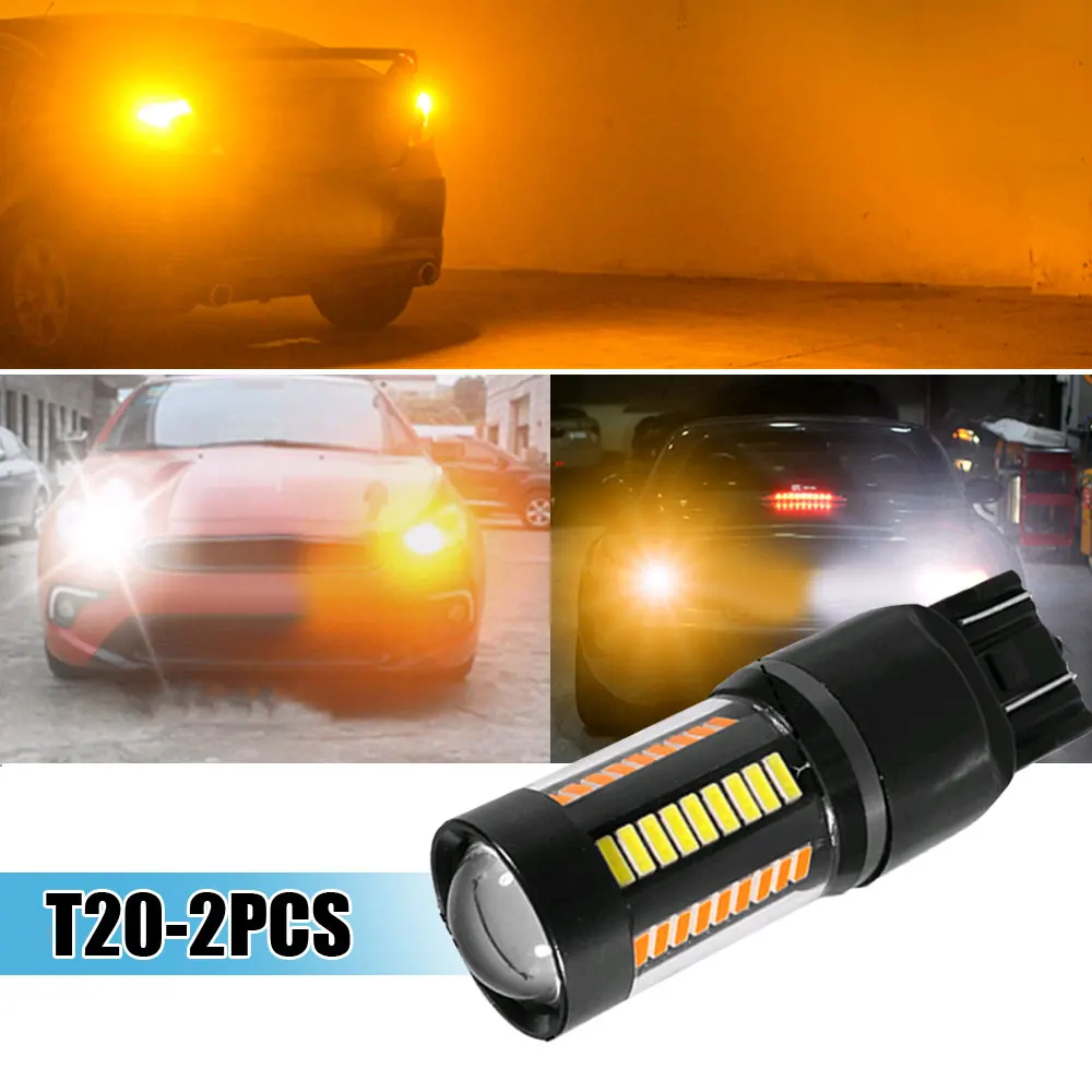 

2Pcs Car Signal Light DRL 4014 66 SMD Car Auto Parking Lamp LED Dual Color Bulbs White To Amber 1157 BAY15D P21/5W T25 7443 T20