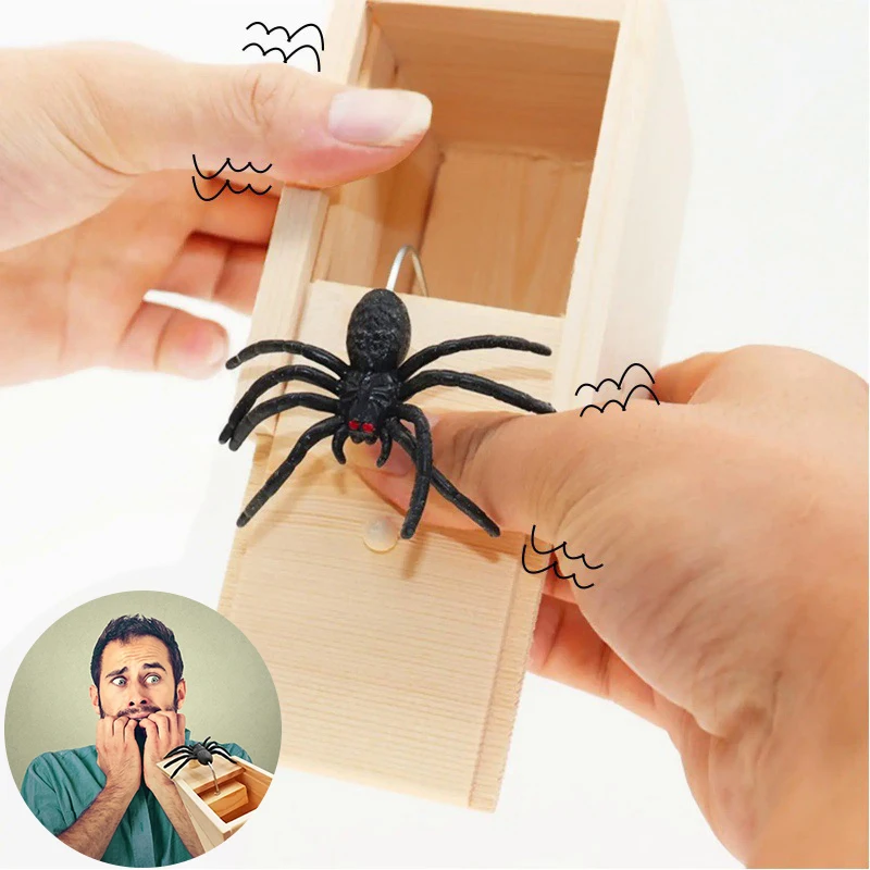 

Trick Spider Funny Scare Box Wooden Hidden Box Quality Prank Wooden Scare Box Fun Game Prank Trick Friend Office Toys