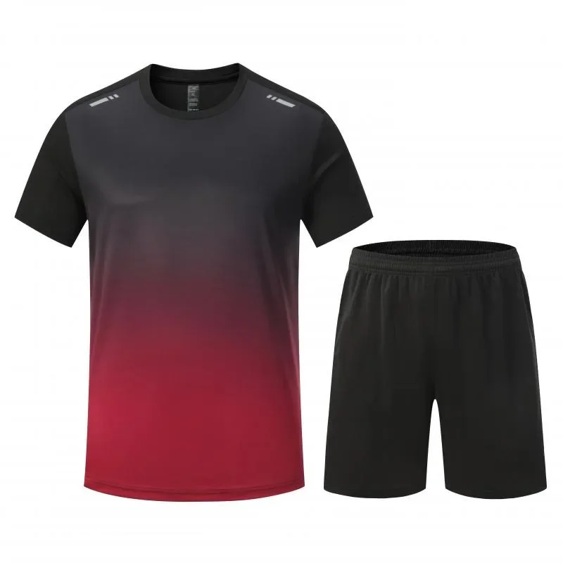 Fitneskleding, sneldrogend t-shirtpak voor heren dames, hardloopbroek met korte mouwen, sportkleding, gymsporttrainingspak