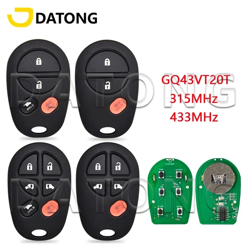 

World Car Remote Key Datong For Toyota Sienna Highlander Sequoia Tacoma Tundra GQ43VT20T 315MHz Replacement Keyless Entry Parts