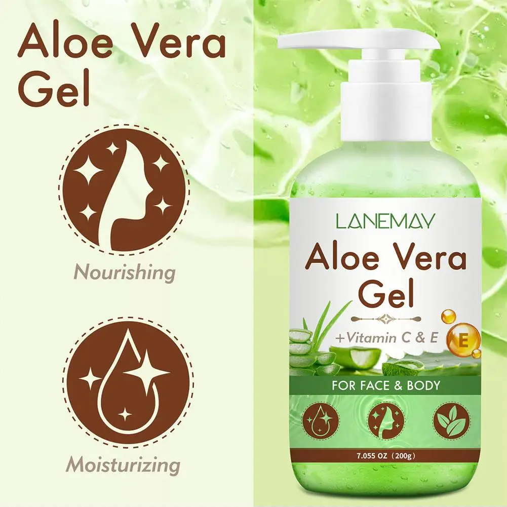 Gel de aloe vera con vitamina C y E para rostro y cuerpo, hidratante, reparador, alivio de quemaduras solares, cuidado del acné para pieles sensibles B9s9