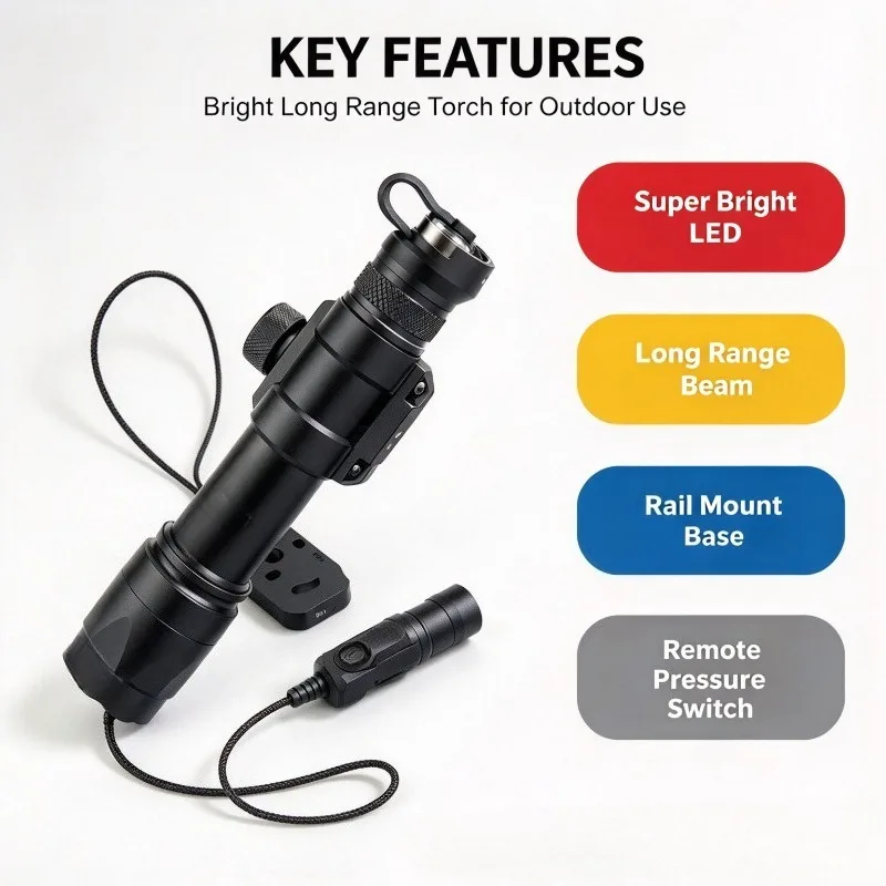 2026 New M300 M600 Style LED Flashlight Super Bright Constant On Remote Switch Rail Mount Outdoor Camping Gear