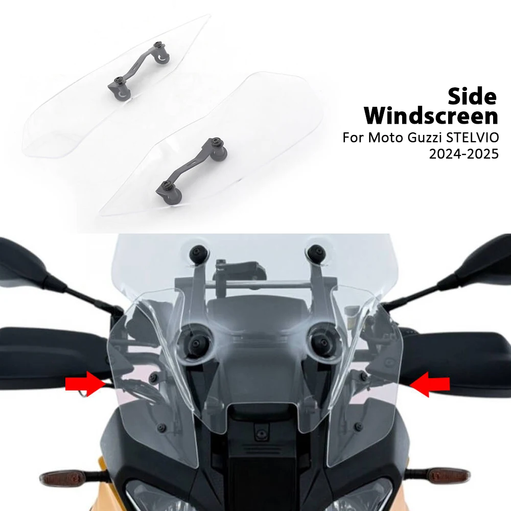 

For Moto Guzzi Stelvio 2024 2025 Motorcycle Windshield Windscreen Side Panel Deflector Airflow Hand Shield Protector