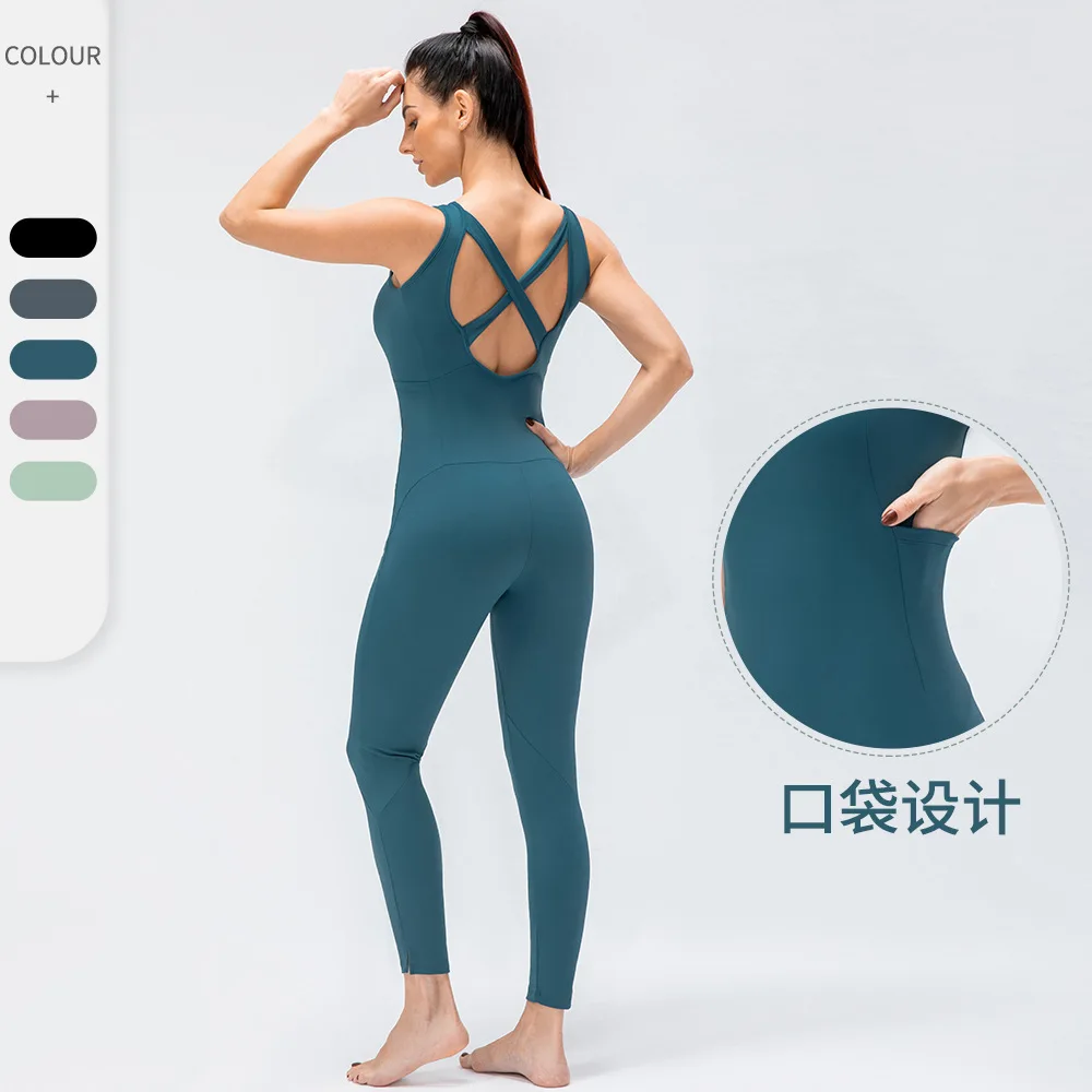 

New women's one-piece yoga clothes sexy backless one-piece sports tights fitness one-piece pants 10083