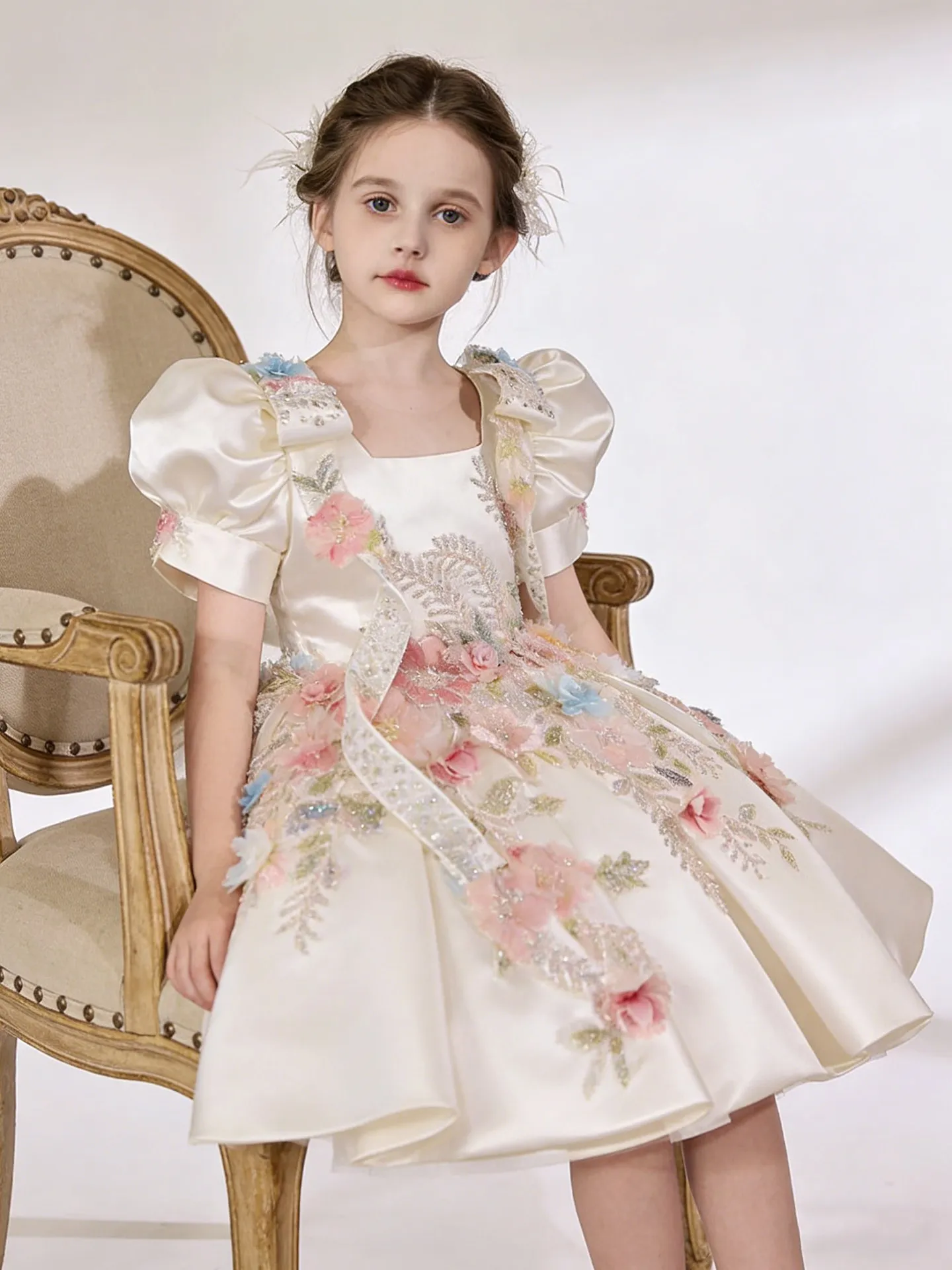 custom-flower-girl-dress-wedding-gown-birthday-party-pageant-dress-puff-sleeve-3d-floral-embroidered-satin-princess-dress-for