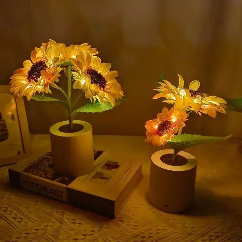 Tulip Sunflower Decorative Light Led Simulation Rechargeable Bedroom Creative Night Lamp Decor for Friend Birthday Holiday Gift