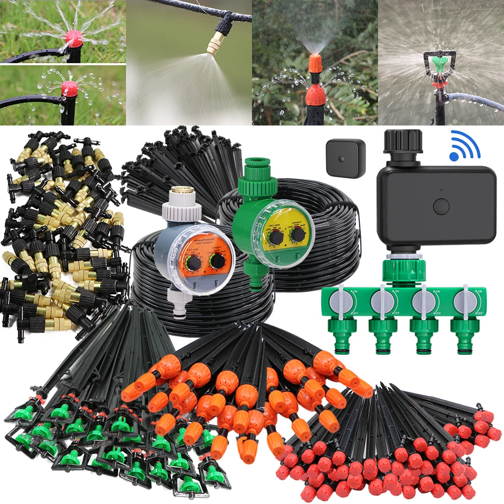 30/50M DIY Drip Irrigation System Automatic Watering with LCD/WIFI Timer Micro Adjustable Drippers Head Mist Nozzle Sprinkler  